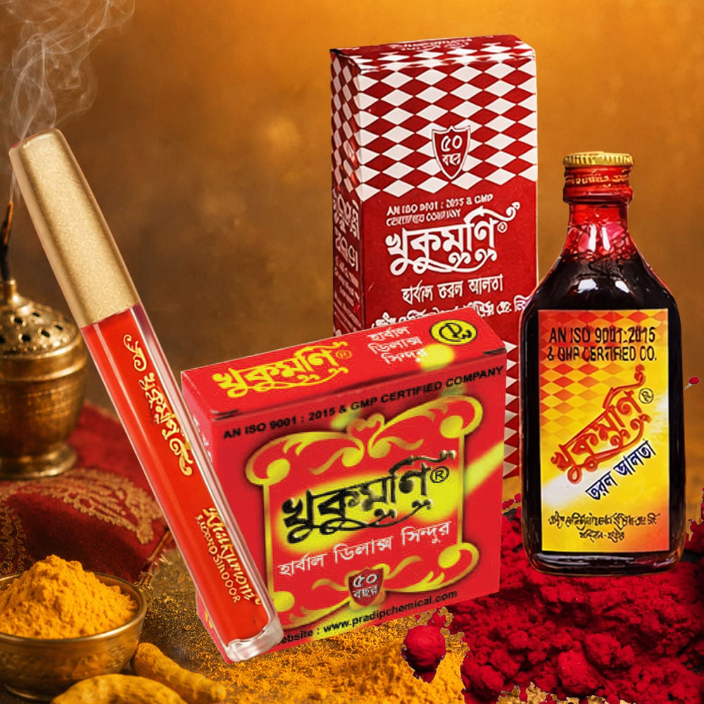 Traditional Trio Combo – 50ml Alta + Delux Red Sindoor + Premium Orange Liquid Sindoor