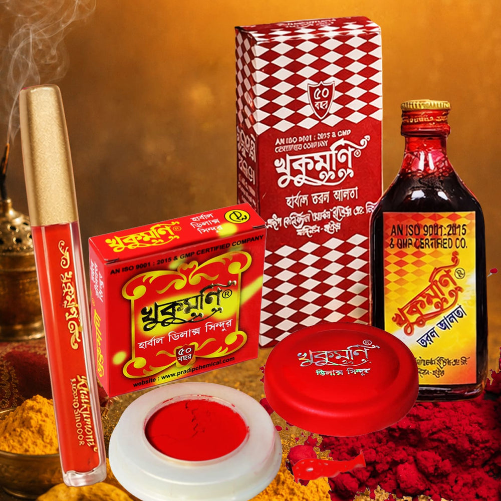 Traditional Trio Combo – 50ml. Herbal Alta + Delux Red Sindoor + Premium Orange Liquid Sindoor