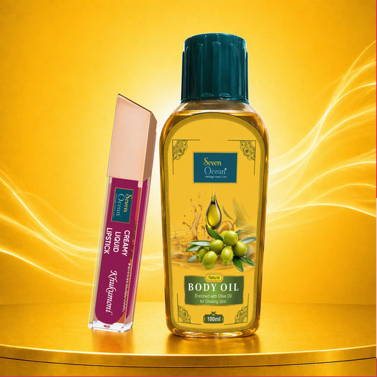 Seven Ocean Berry Shine Lipstick + Natural Body Oil (200 ml) Combo