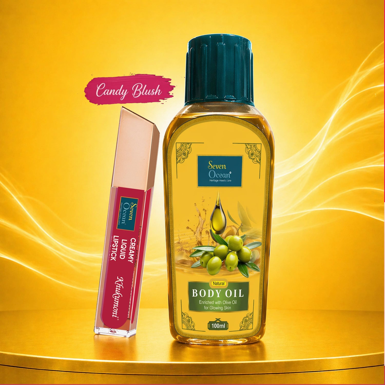 Seven Ocean Candy Blush Lipstick With Seven Ocean Natural Body Oil 100ml (Pack Of 2 Combo)