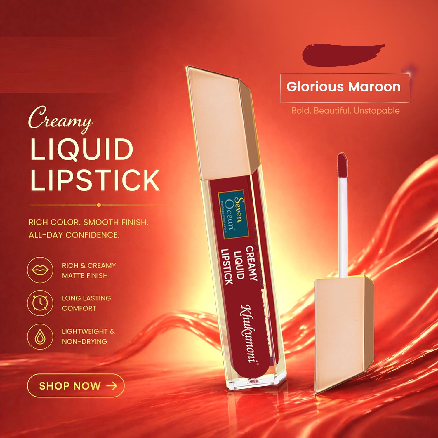Creamy Liquid Lipstick - Glorious Maroon
