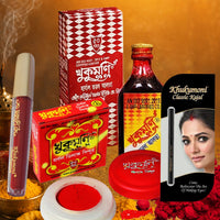 Traditional Beauty Combo – Herbal Alta [100ml]+ Delux Red Sindoor+ Premium Liquid Maroon Sindoor+ Classic Kajal