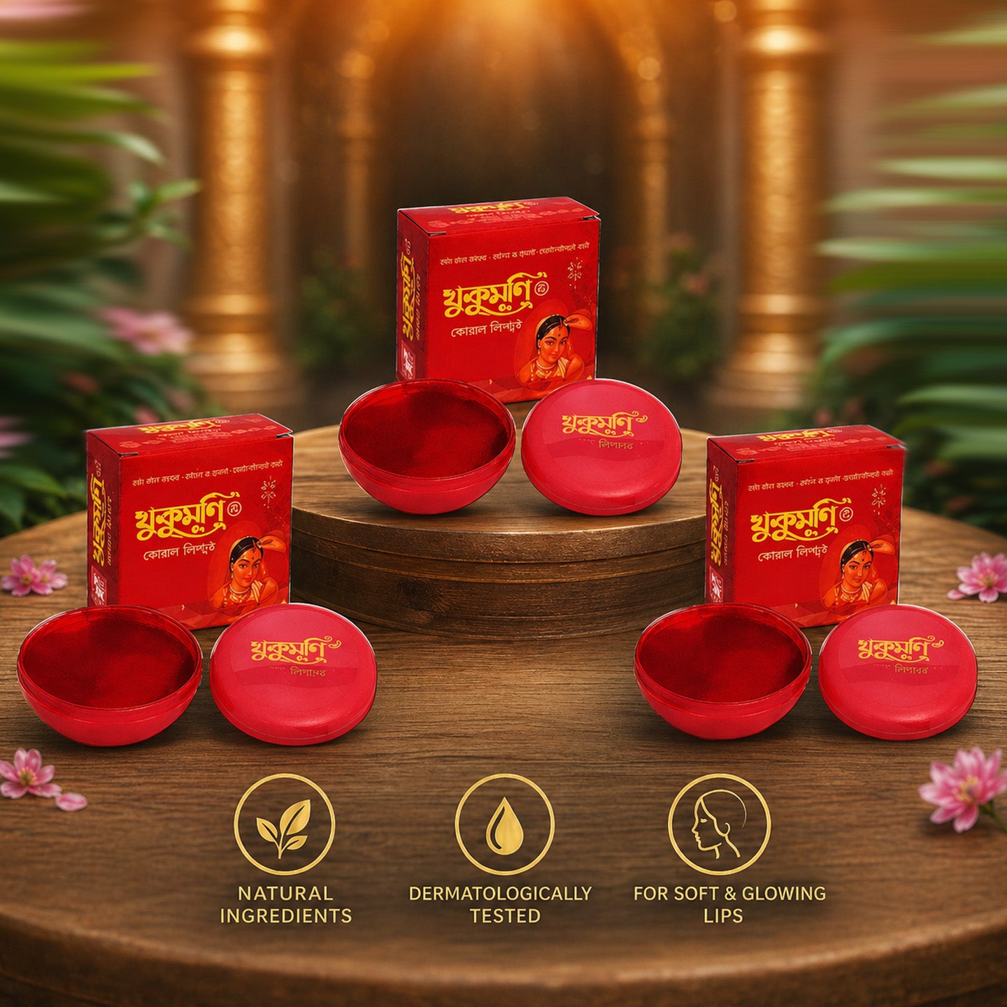 Khukumoni Maroon Dust Sindoor (3Pcs)