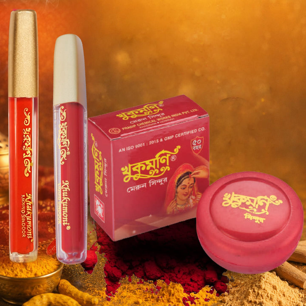Premium Sindoor Trio Combo – Premium Liquid Red Sindoor + Premium Liquid Orange Sindoor + Maroon Dust Sindoor