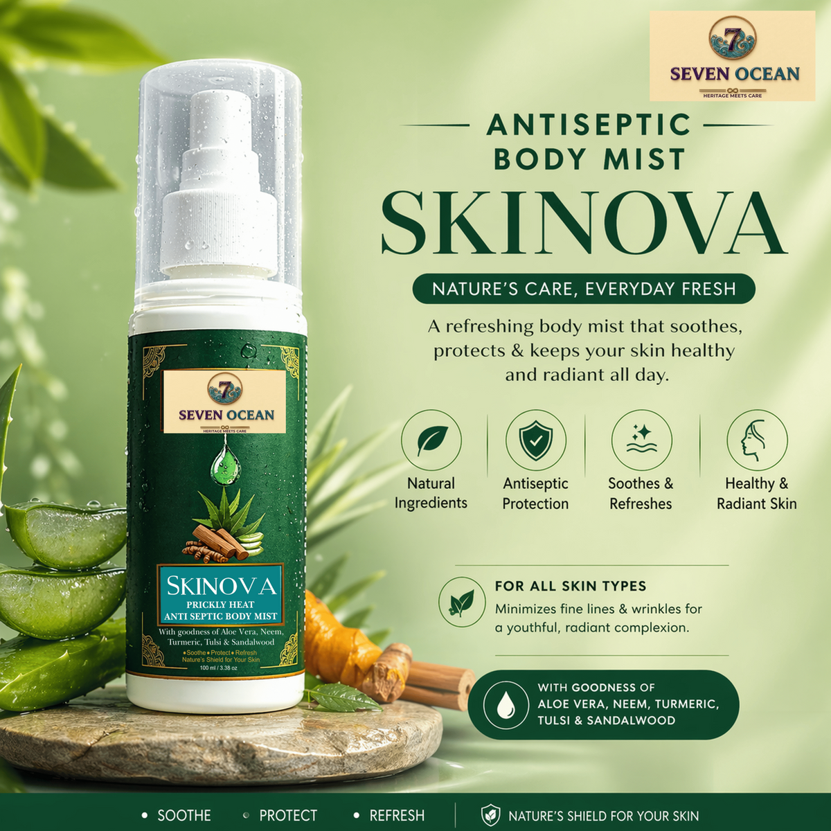 Antiseptic Body Mist SKINOVA with Aloe Vera Extract