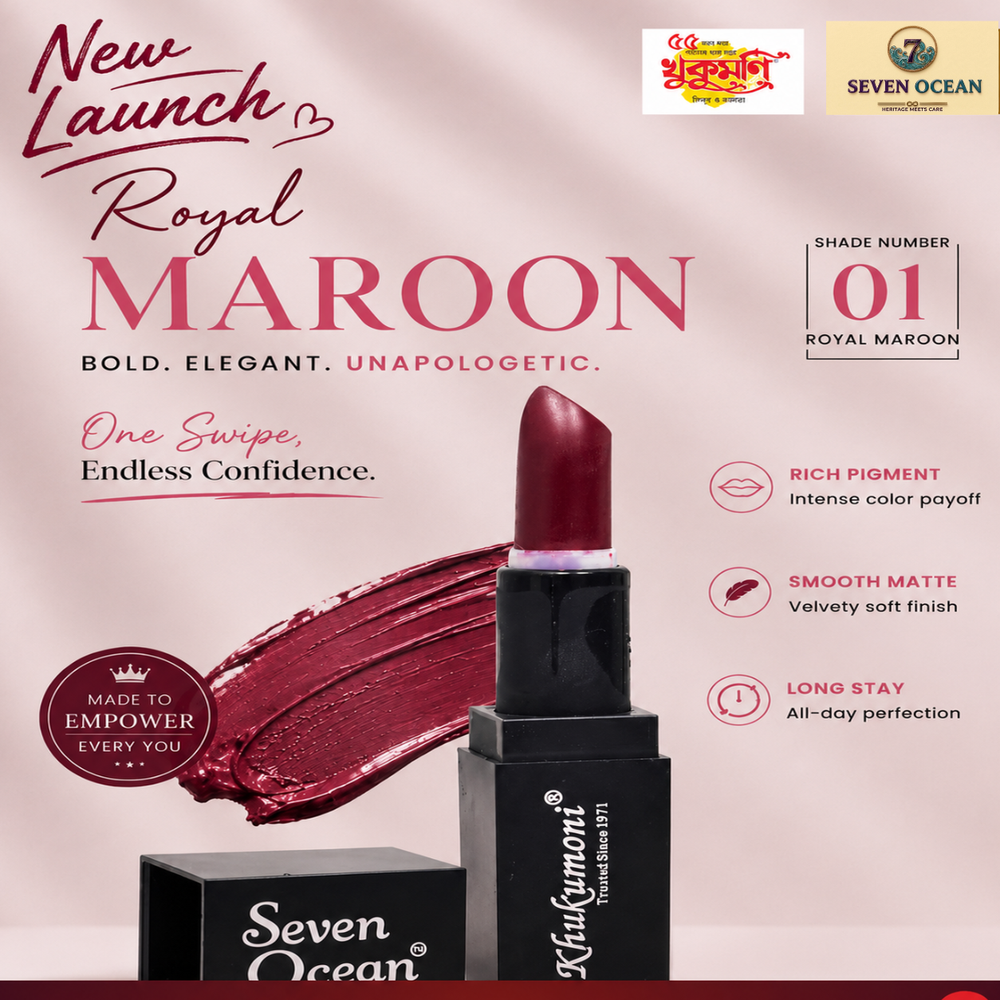 Khukumoni Seven Ocean Creamy Royal Maroon Bullet Lipstick - 01