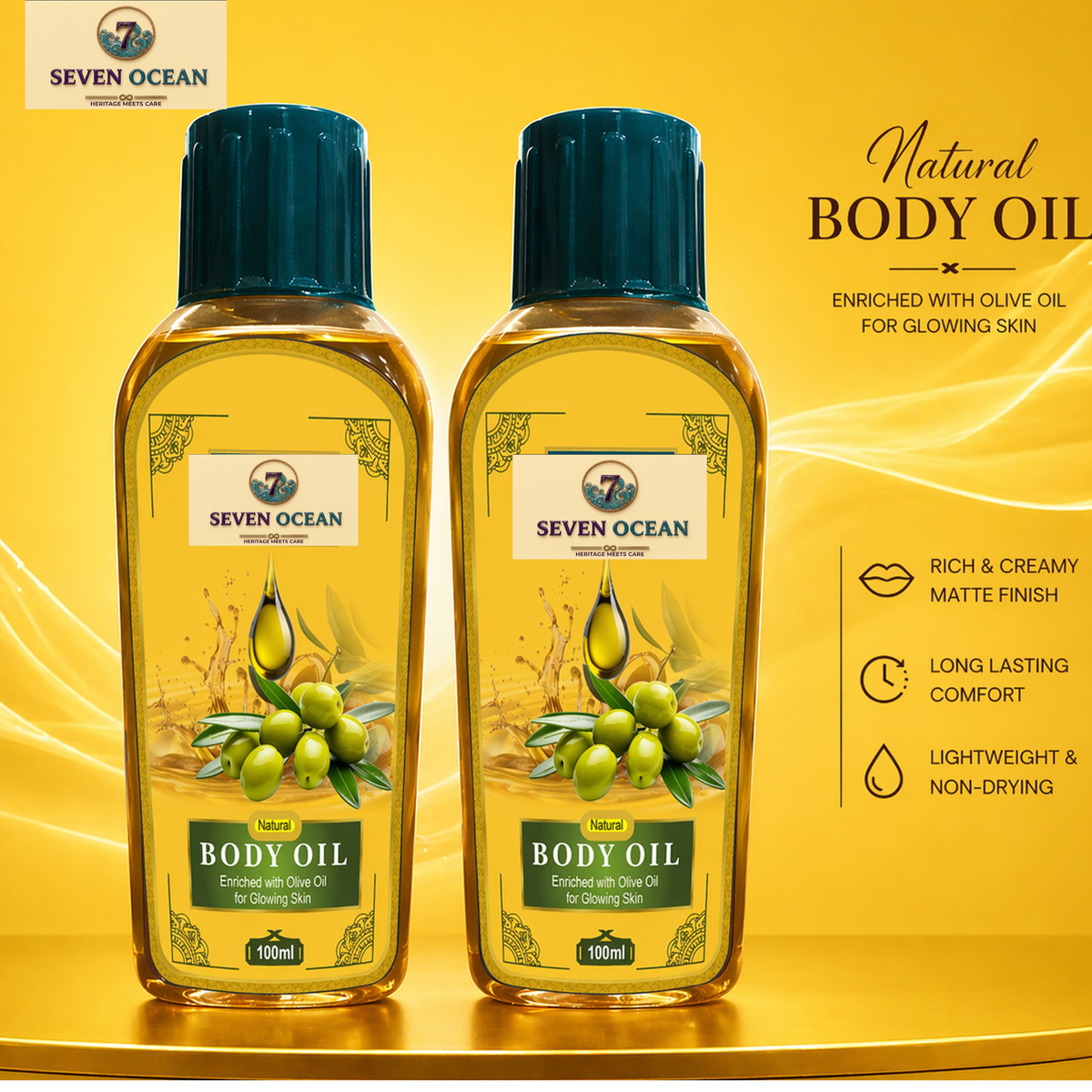 Natural Body Oil [100ml]- Pack Of 2Pcs- [Enriched with Olive Oil, Haldi, Neem and Other Natural Ingredients]