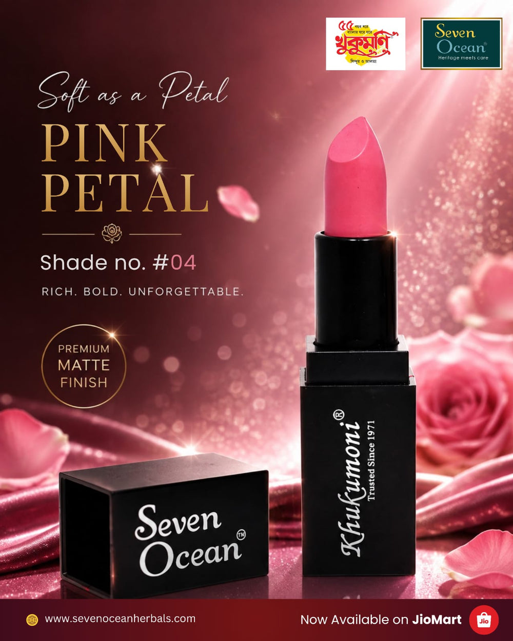 Khukumoni Seven Ocean Creamy Pink Petal Lipstick - 04