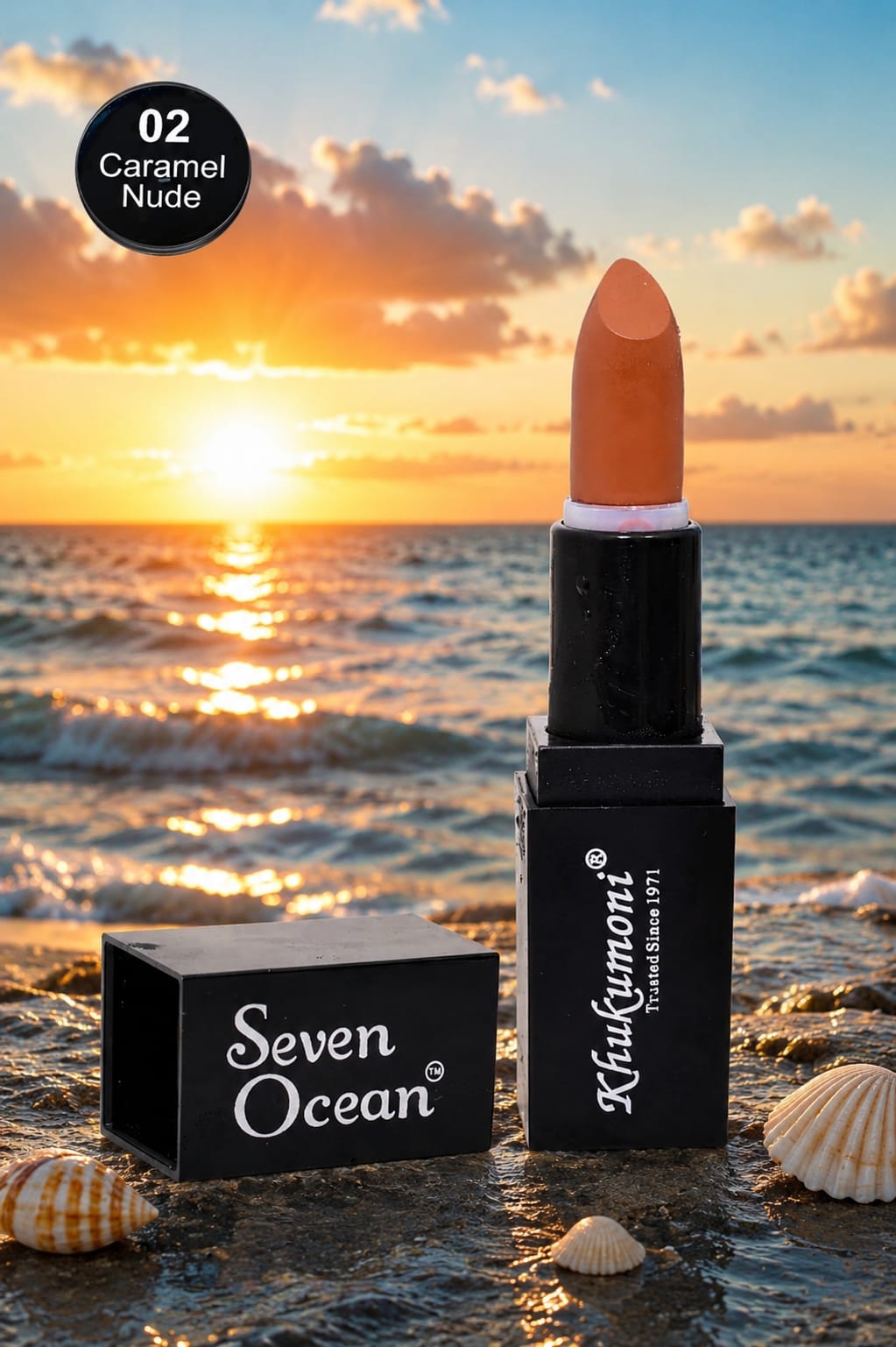 Khukumoni Seven Ocean Creamy Caramel Nude Bullet Lipstick - 02