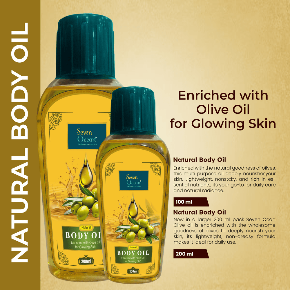 Natural Body Oil (Enriched with Olive Oil, Haldi, Neem and Other Natural Ingredients) - 200ml+100ml Combo