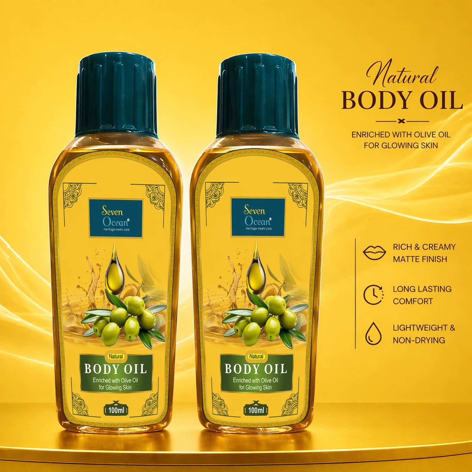 Seven Ocean- Natural Body Oil (100ml) Pack Of 2Pcs (Enriched with Olive Oil, Haldi, Neem and Other Natural Ingredients)