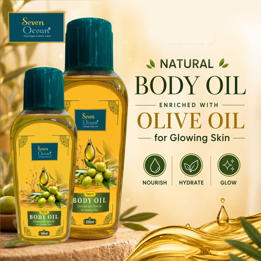 Seven Ocean Natural Body Oil (Enriched with Olive Oil, Haldi, Neem and Other Natural Ingredients) - 200ml+100ml Combo
