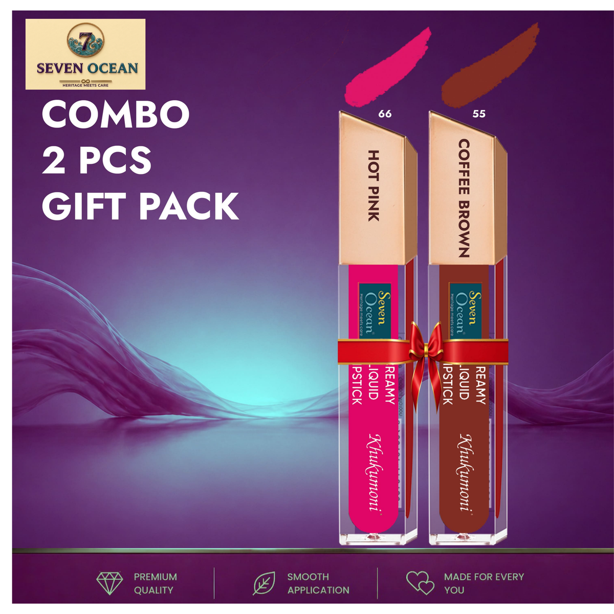 Creamy Liquid Lipstick - Hot Pink + Coffee Brown- Combo 2 Pcs Gift Pack