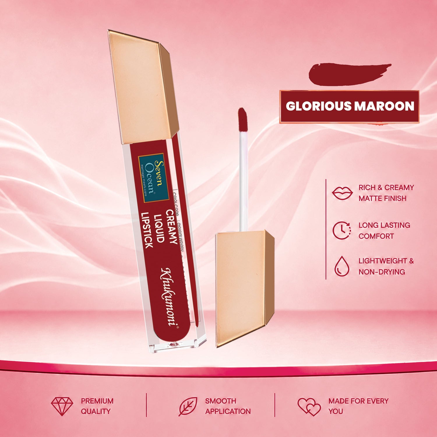 Seven Ocean Creamy Liquid Lipstick - Glorious Maroon