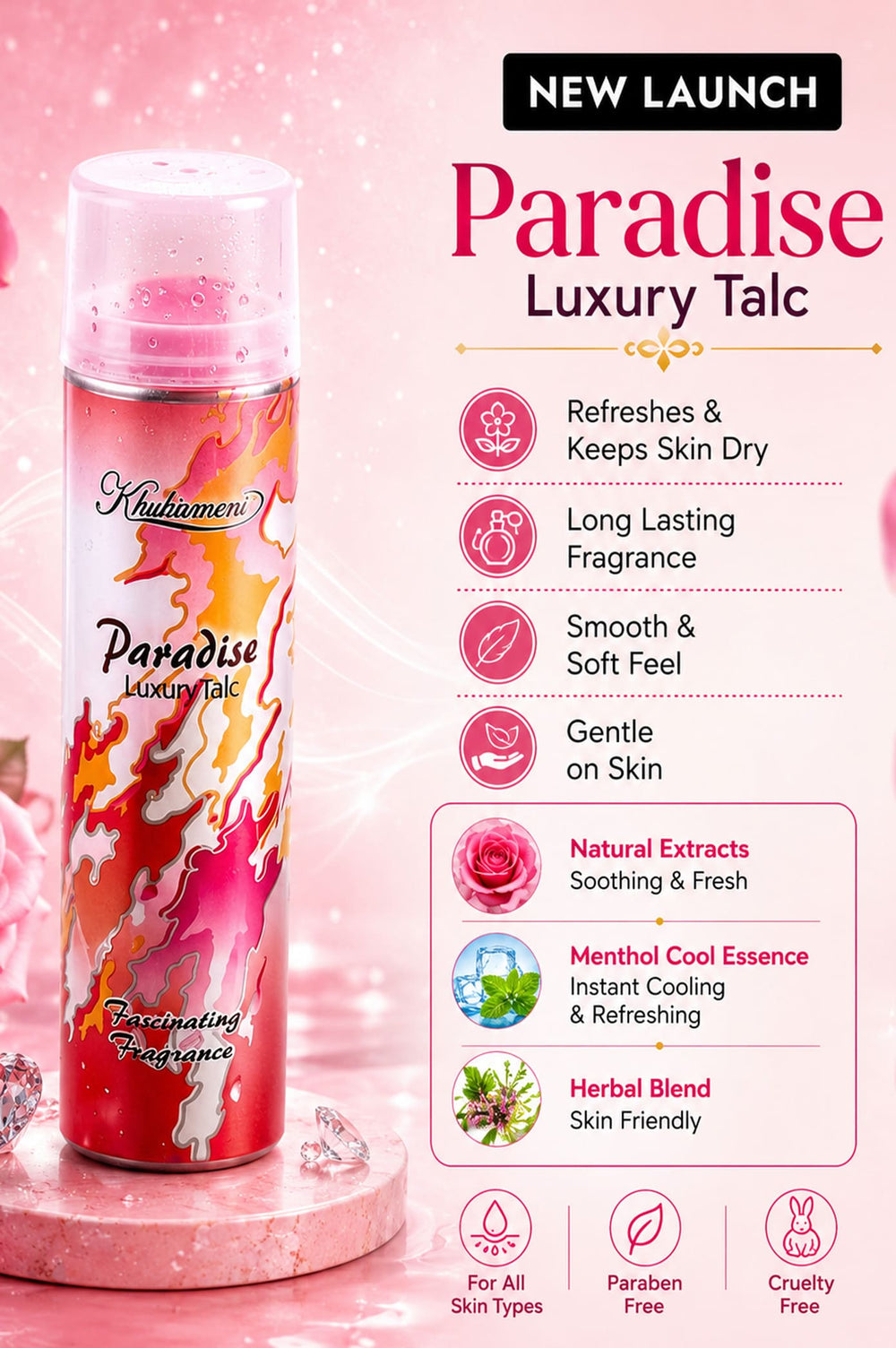 Paradise Luxury Talc Enrich With Fascinating Fragrance