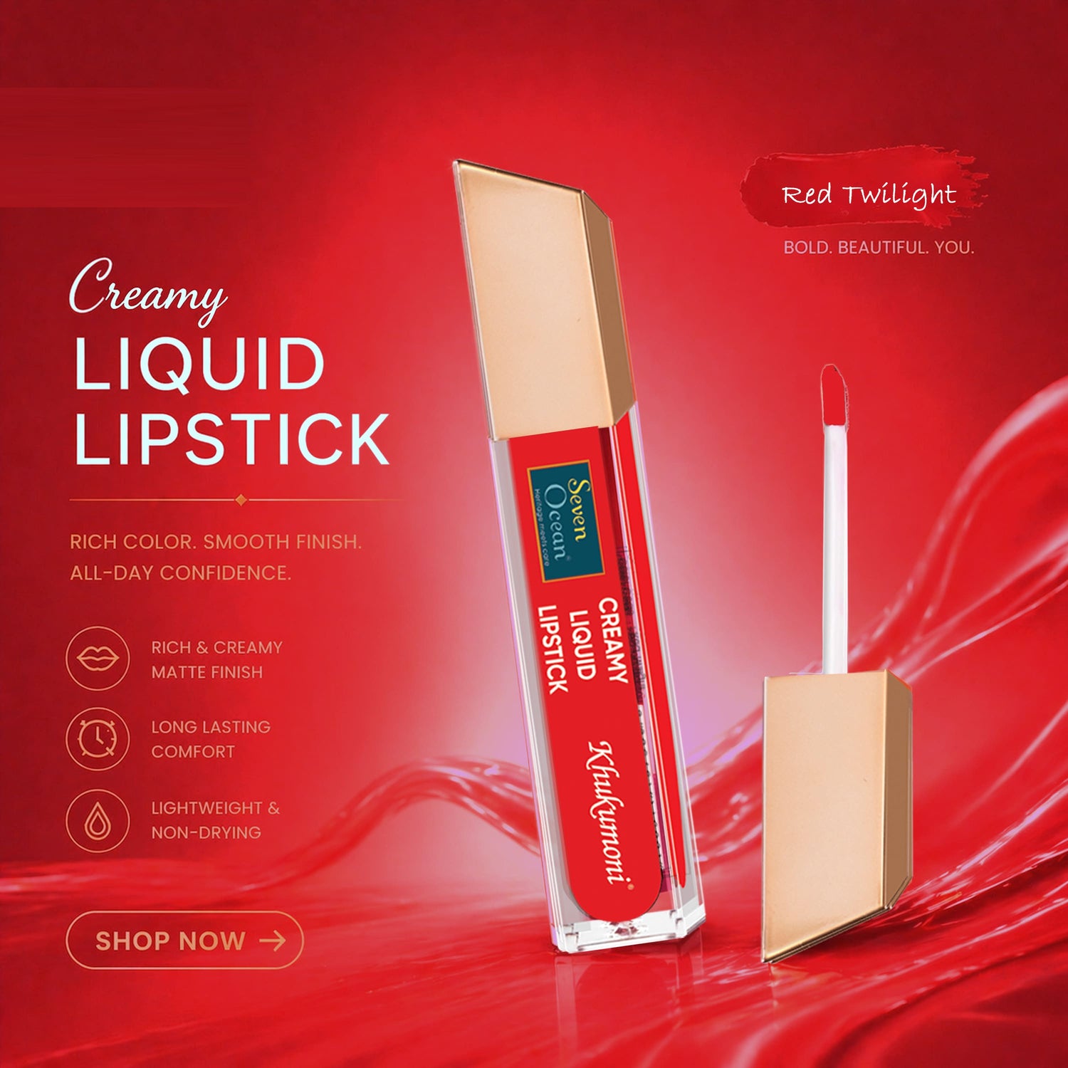 Seven Ocean Creamy Liquid Lipstick - Red Twilight
