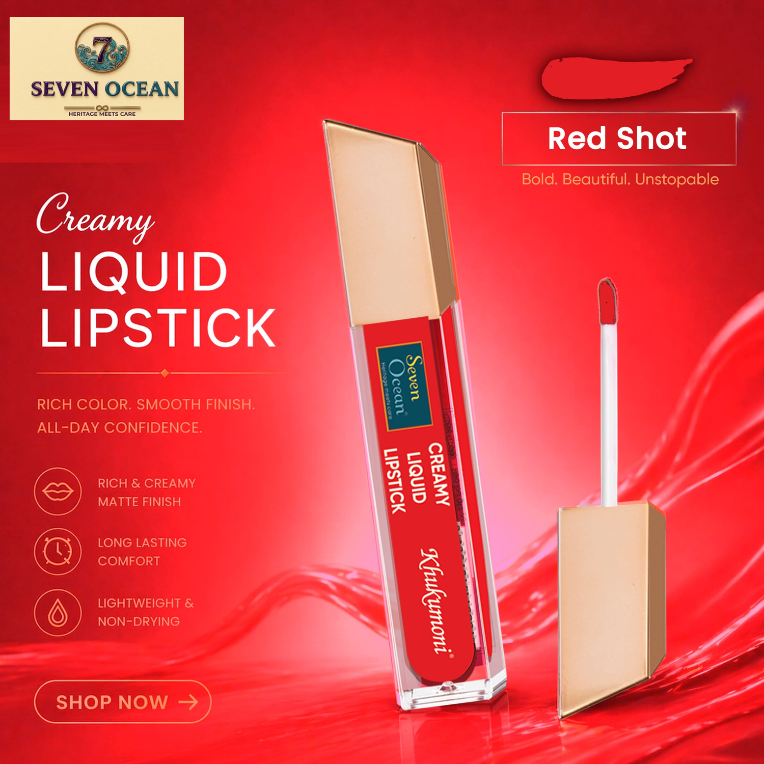 Red Shot Lipstick With Natural Body Oil [100ml]- Pack Of 2 Combo