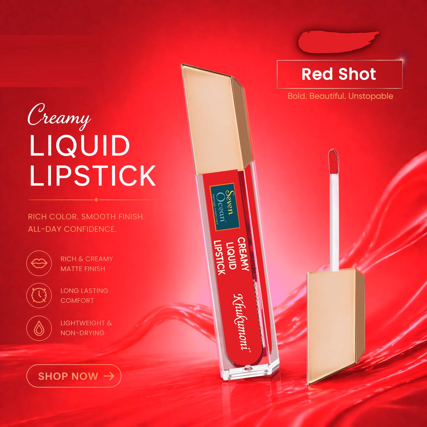 Red Shot Lipstick With Natural Body Oil [100ml]- Pack Of 2 Combo