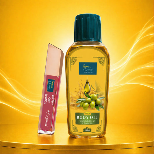 Seven Ocean Woody Rust Lipstick + Natural Body Oil (100 ml) Combo